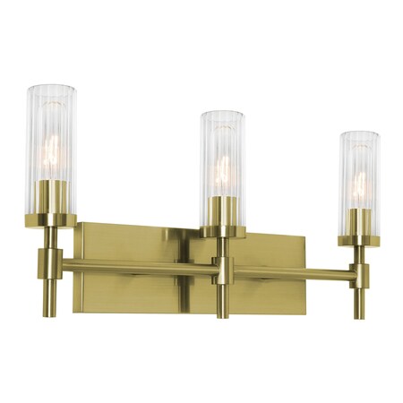 Afx Huntington 24'' Vanity, Clear Ribbed Glass Shade, Light Antique Brass Finish HNTV2411MBLB